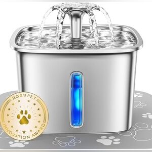 Veken Innovation Award Winner Auto Stainless Steel Pet Water Fountain 95oz New!